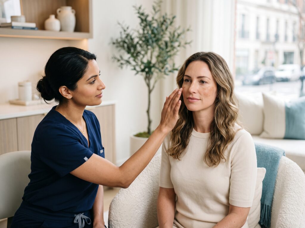 Medical melasma consultation with a dermatology provider